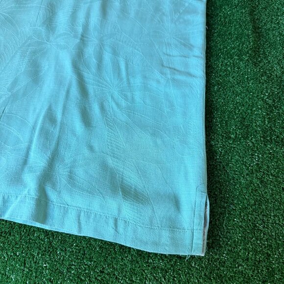 Tommy Bahama Short Sleeve Floral Textured Woven Silk Solid Green Shirt Size XL - Picture 3 of 16